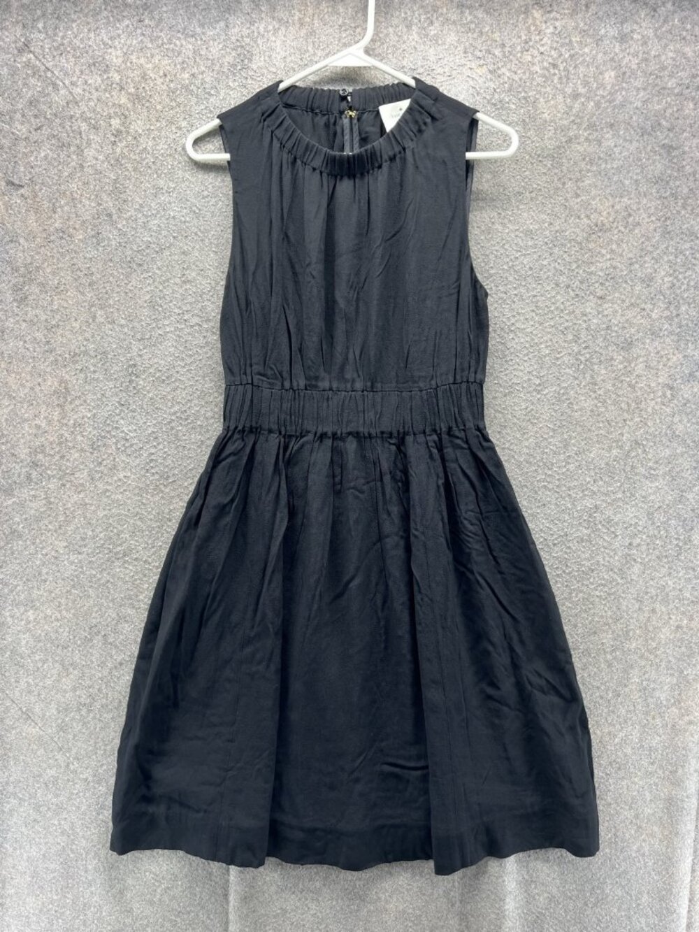 Kate Spade Dress Womens 6 Black Round Neck Sleeveless Pleated Fit Flare Short